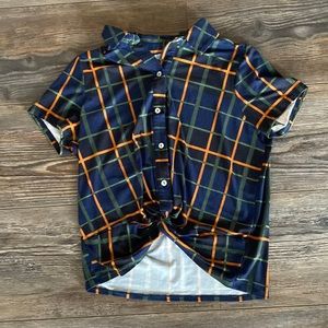 Sweet Rain Multicolor Plaid Short Sleeve Blouse